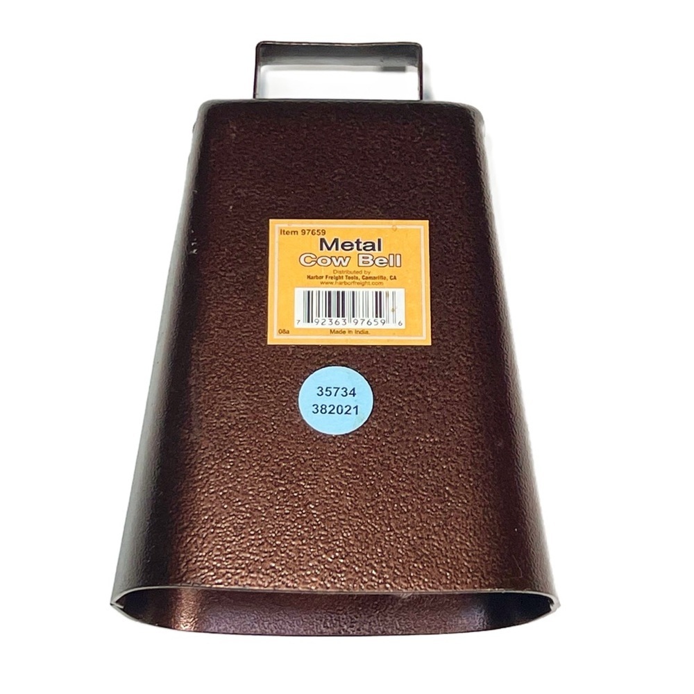 New Harbor Freight Tools Large Bronze Copper Colored 7” Heavy Metal Cow Bell